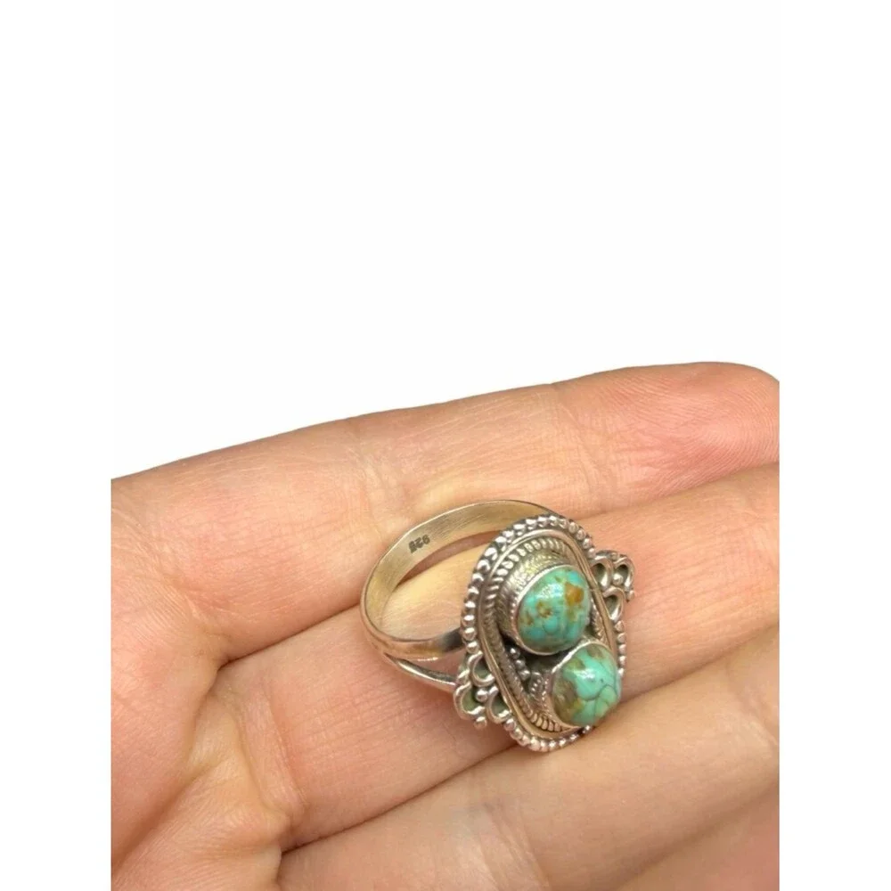 Kingman Mohave Turquoise Ring Size 6.5 Solid 925 Sterling Silver